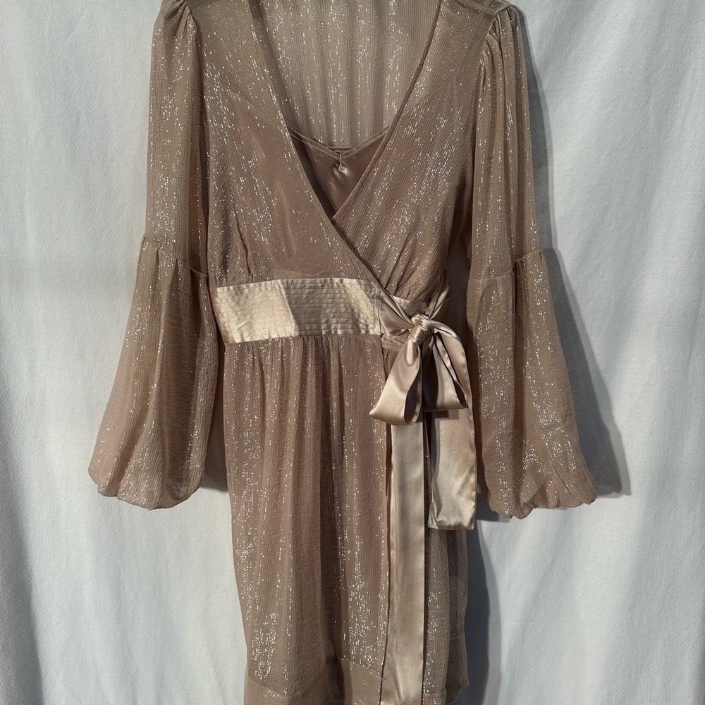 Silk Metallic Wrap Dress